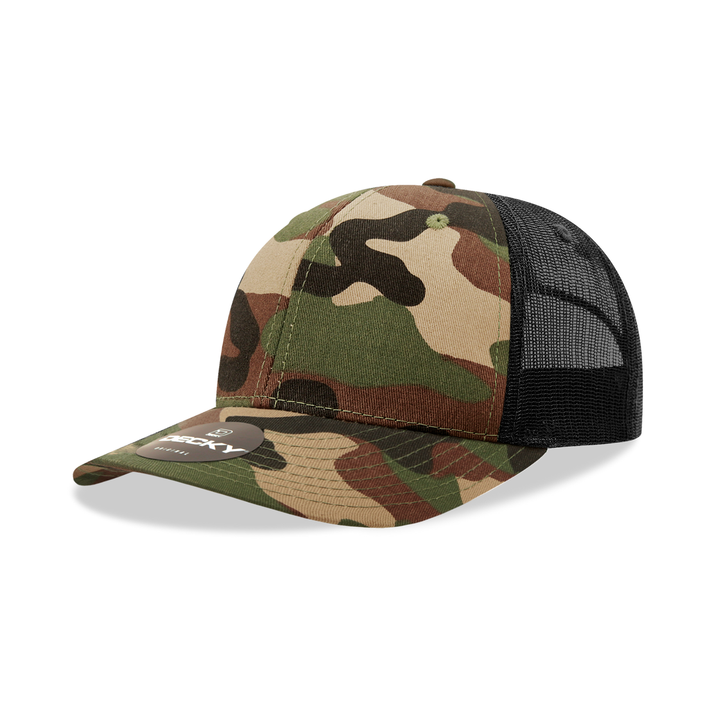 6 Panel Mid Profile Structured Camo Trucker