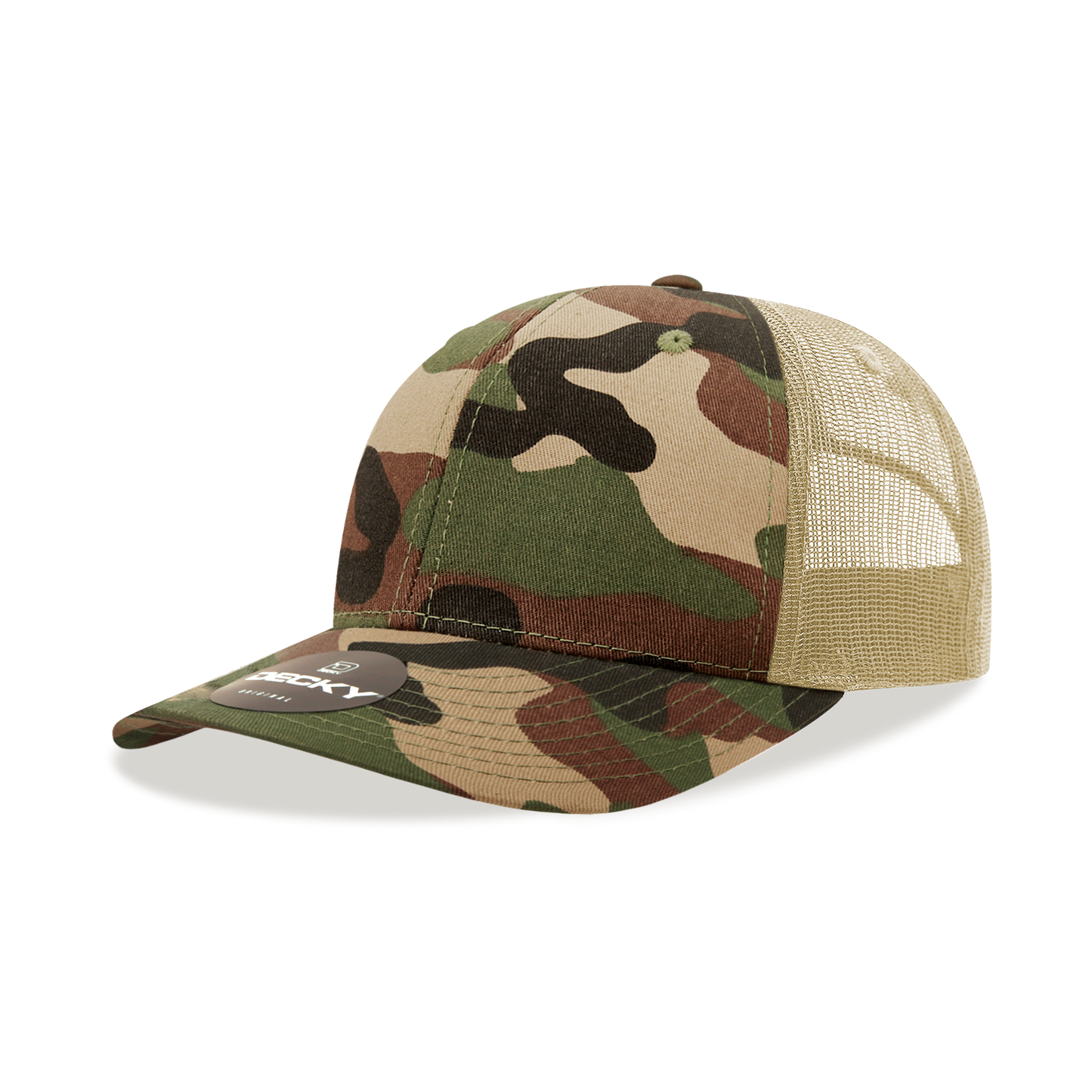 6 Panel Mid Profile Structured Camo Trucker