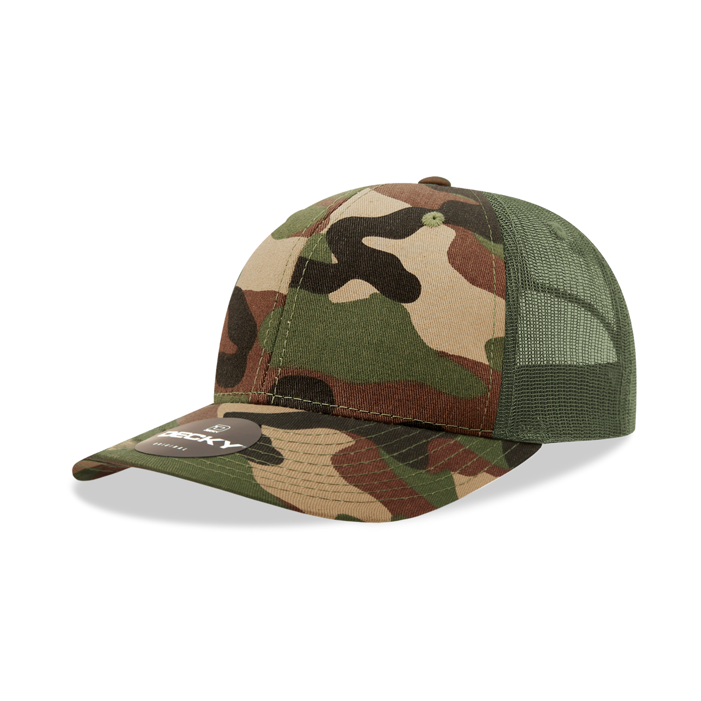 6 Panel Mid Profile Structured Camo Trucker
