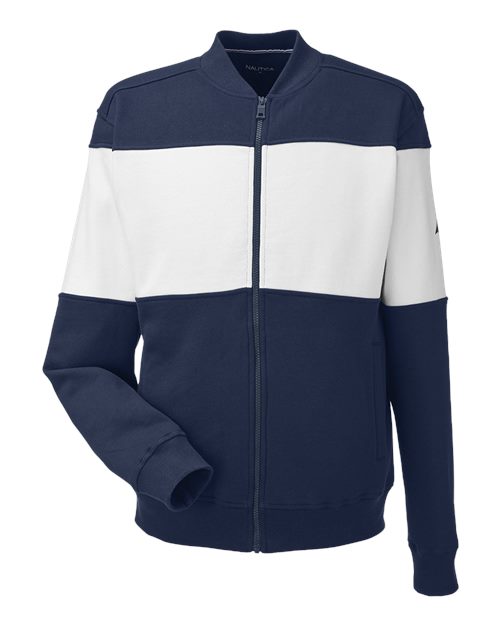 Unisex Anchor Fleece Colorblocked Bomber Jacket