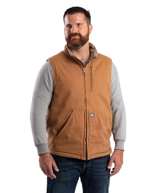 Men's Heartland Sherpa-Lined Washed Duck Vest