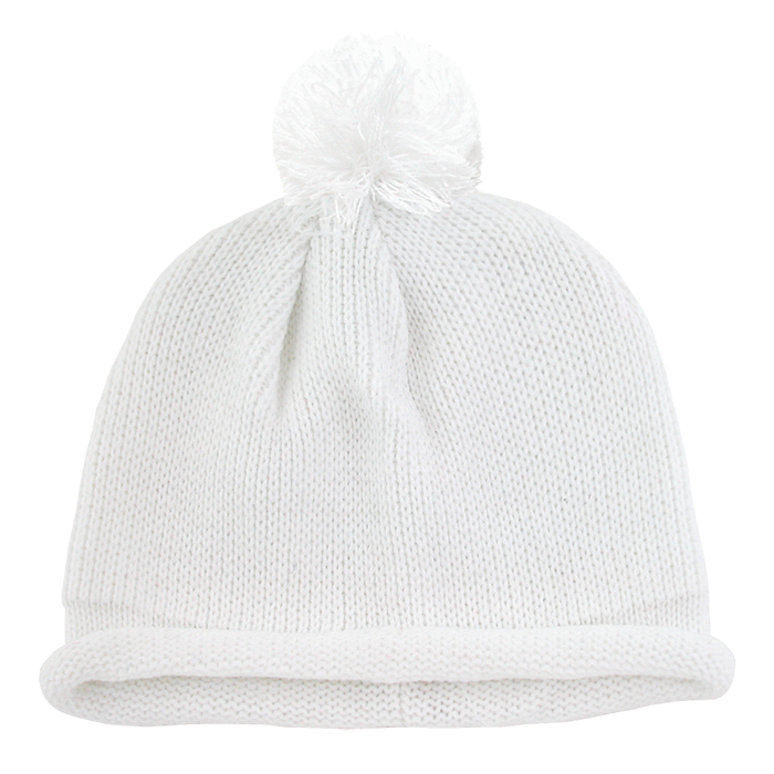 Solid RollUp Beanie w/PomPom