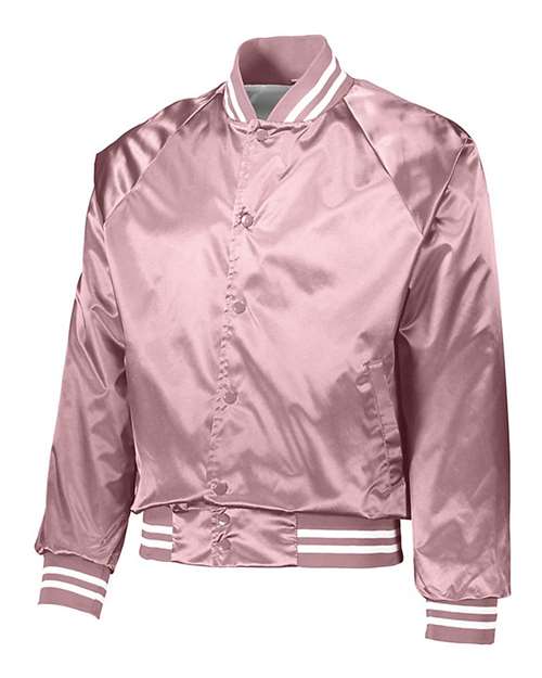 Unisex Satin Baseball Jacket Striped Trim