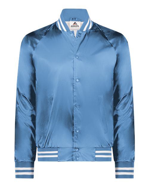 Unisex Satin Baseball Jacket Striped Trim