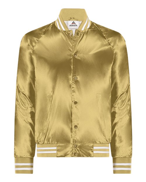 Unisex Satin Baseball Jacket Striped Trim