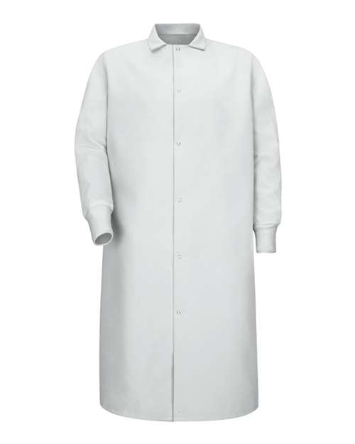 Unisex Gripper-Front Pocketless Butcher Coat With Knit Cuffs