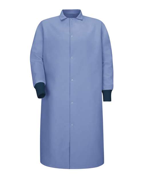 Unisex Gripper-Front Pocketless Butcher Coat With Knit Cuffs