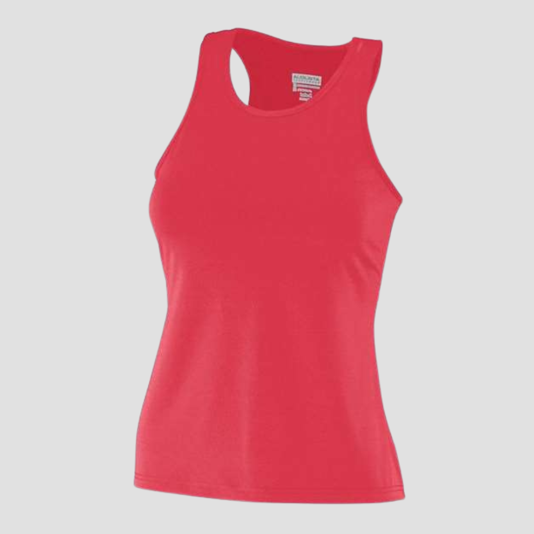 a coral tank top