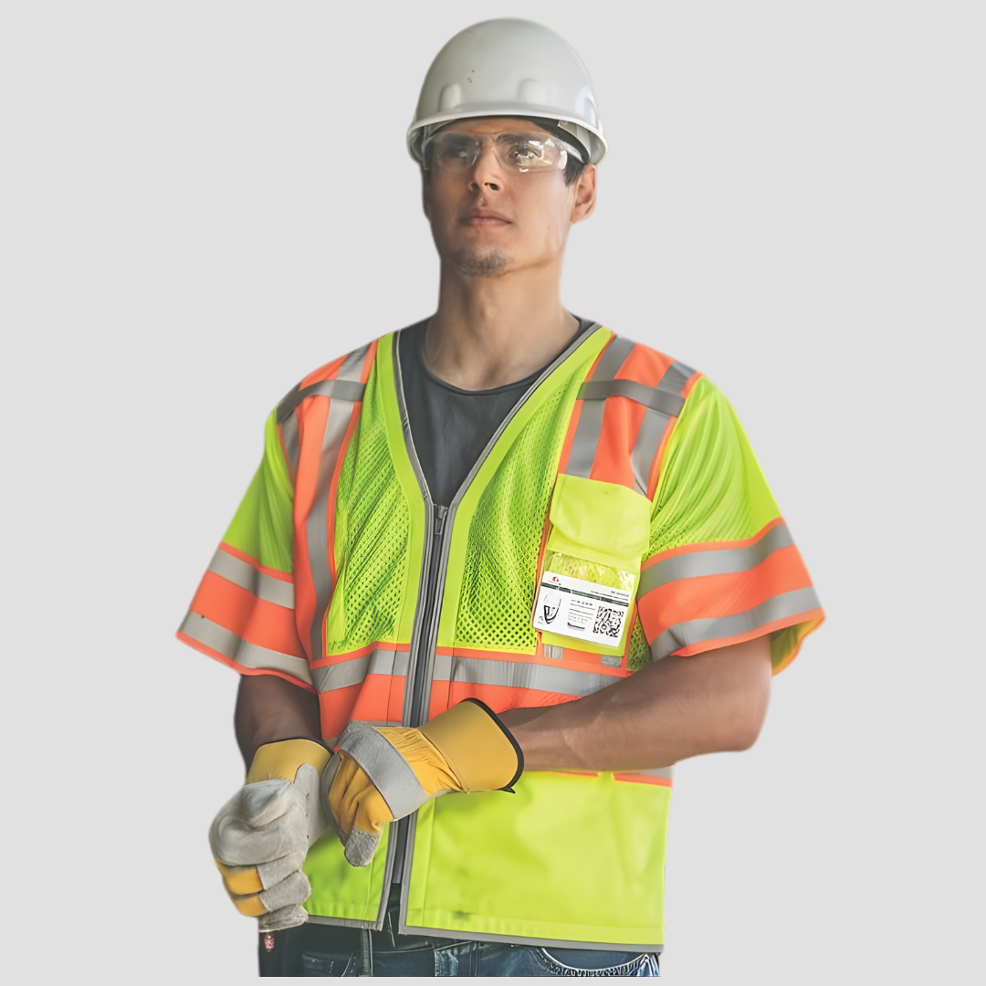 man in safety vest and hardhat posing for camera