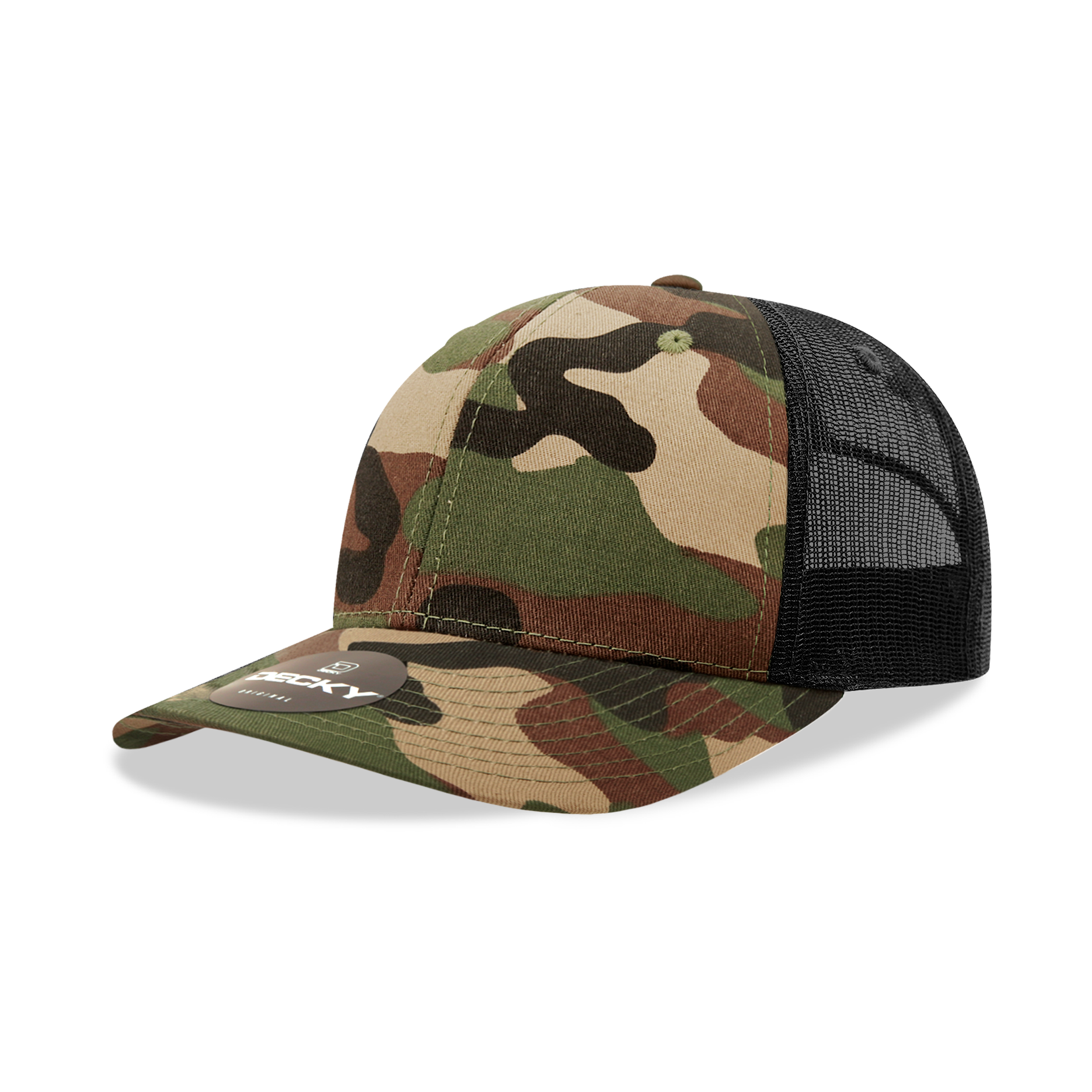 6 Panel Mid Profile Structured Camo Trucker
