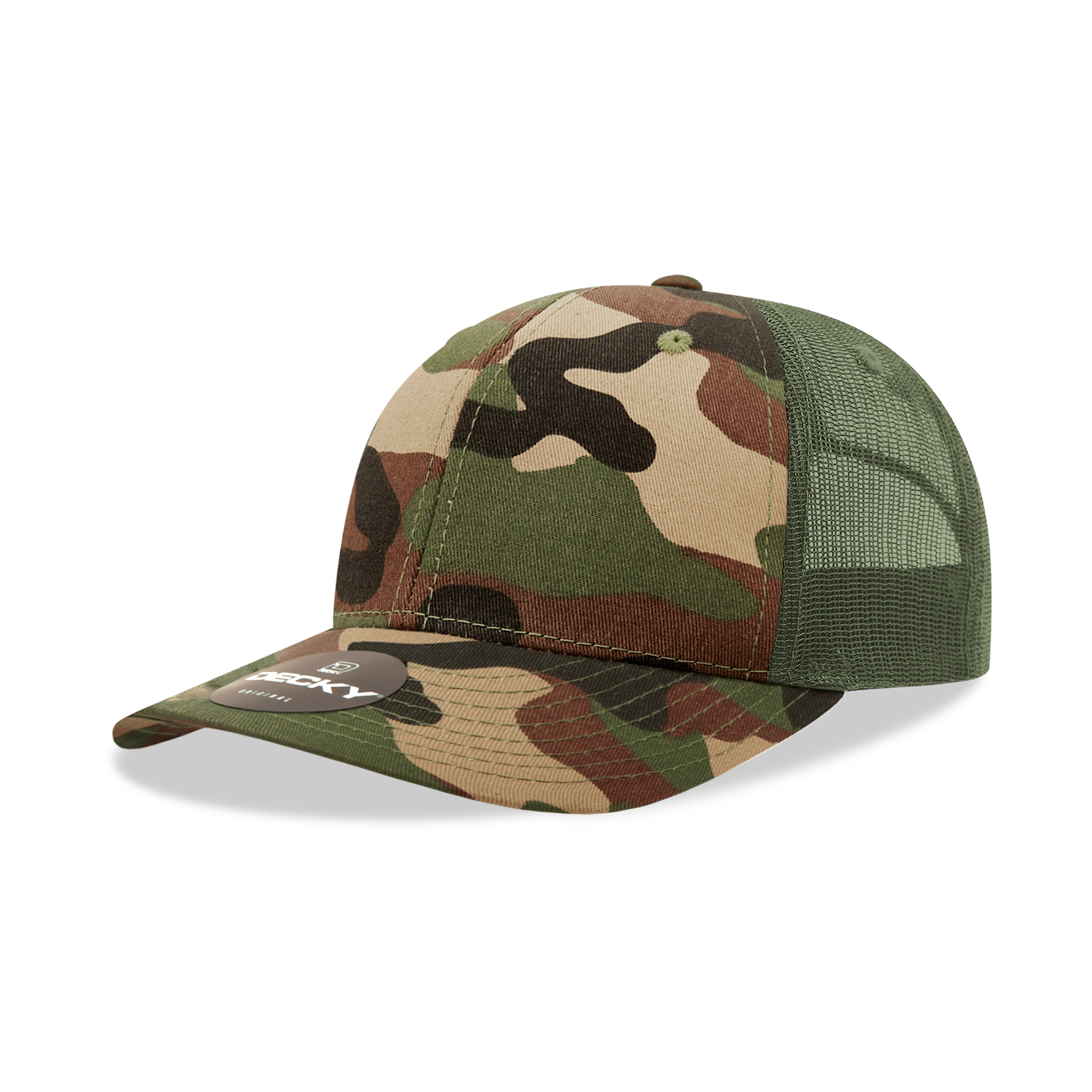 6 Panel Mid Profile Structured Camo Trucker