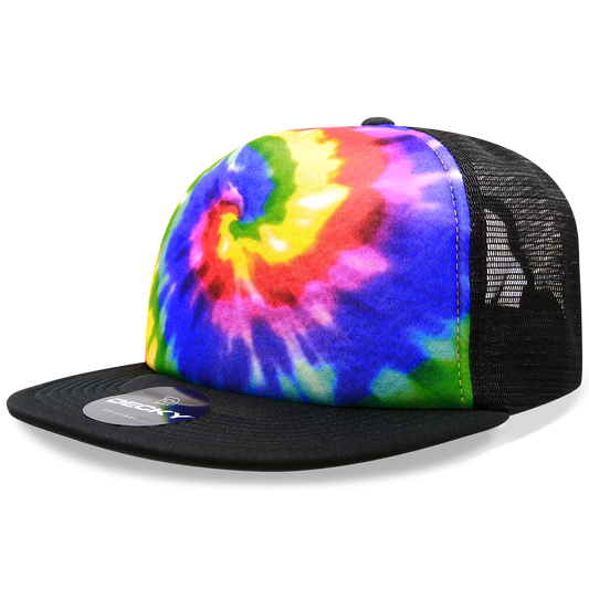 5 Panel High Profile Structured Tie Dye Trucker