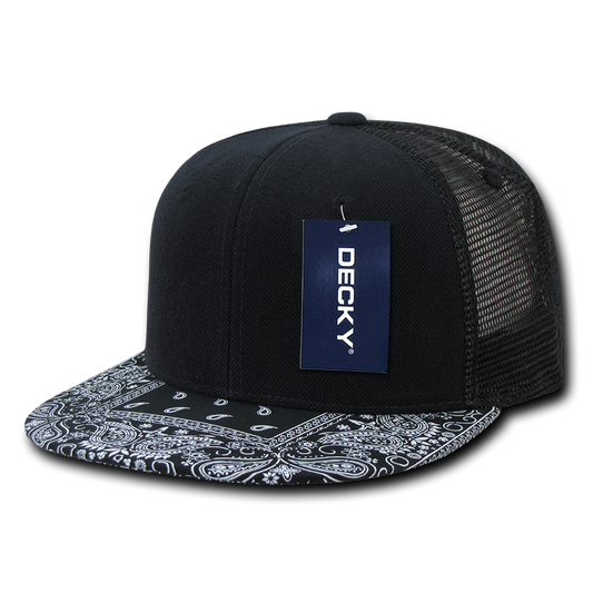 6 Panel High Profile Structured Bandanna Bill Trucker