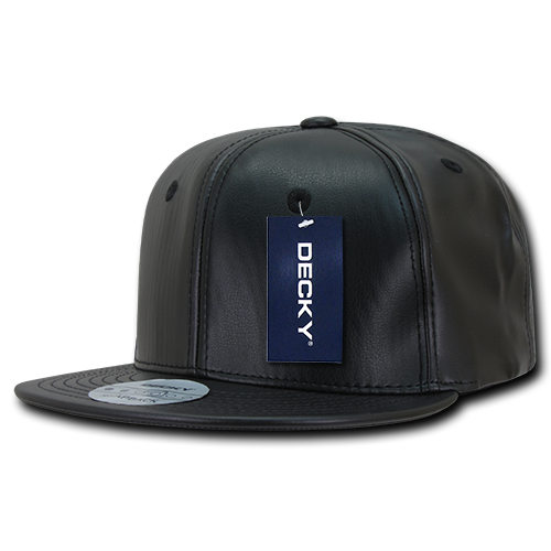 6 Panel High Profile Structured Faux Leather Snapback