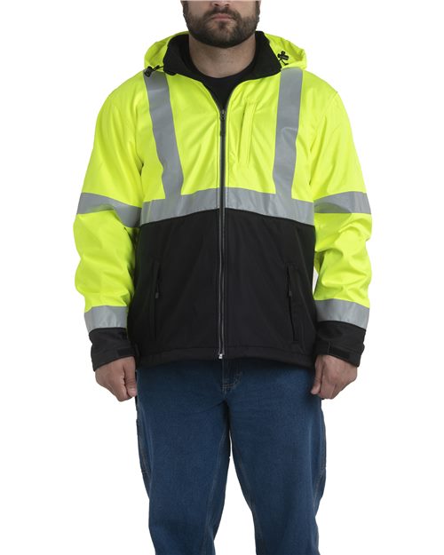 Men's Tall Hi-Vis Class 3 Hooded Soft Shell Jacket