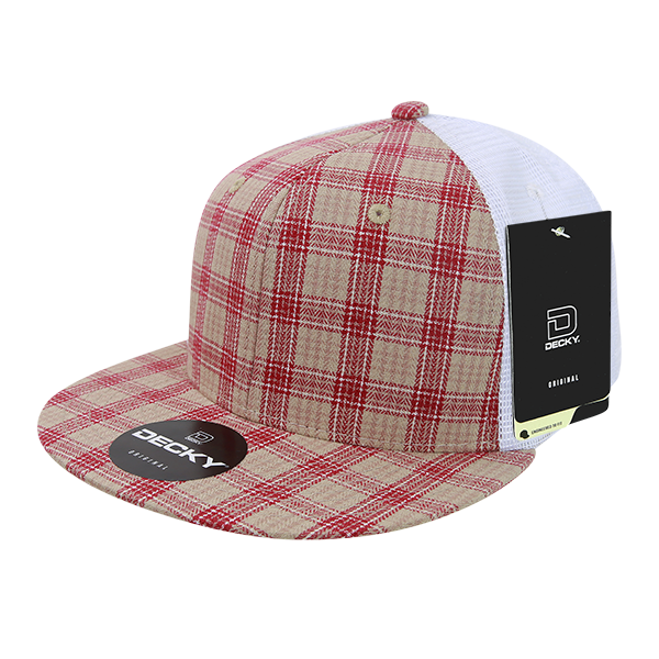 6 Panel High Profile Structured Plaid Trucker