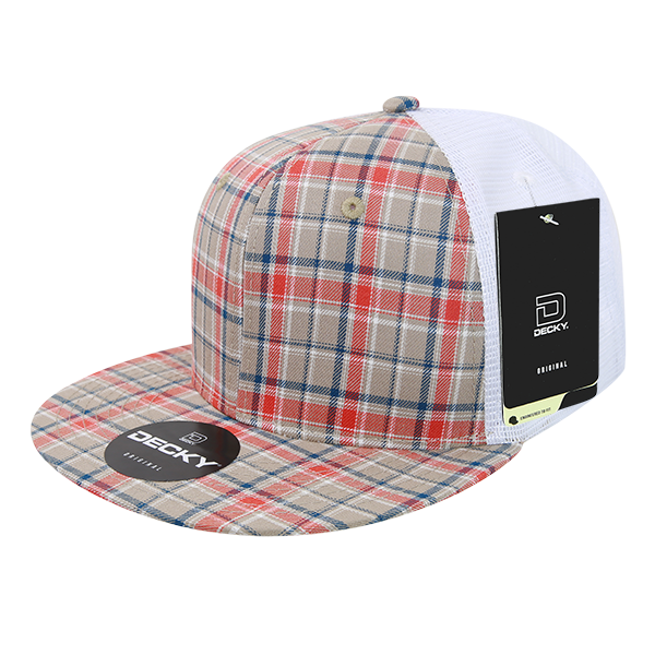 6 Panel High Profile Structured Plaid Trucker