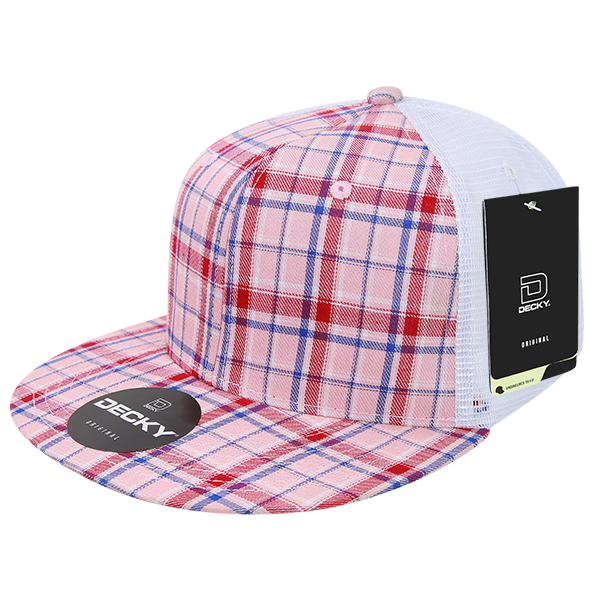 6 Panel High Profile Structured Plaid Trucker