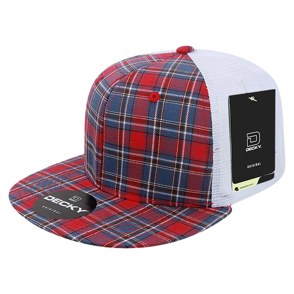 6 Panel High Profile Structured Plaid Trucker