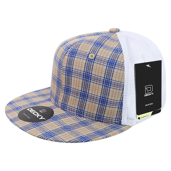 6 Panel High Profile Structured Plaid Trucker