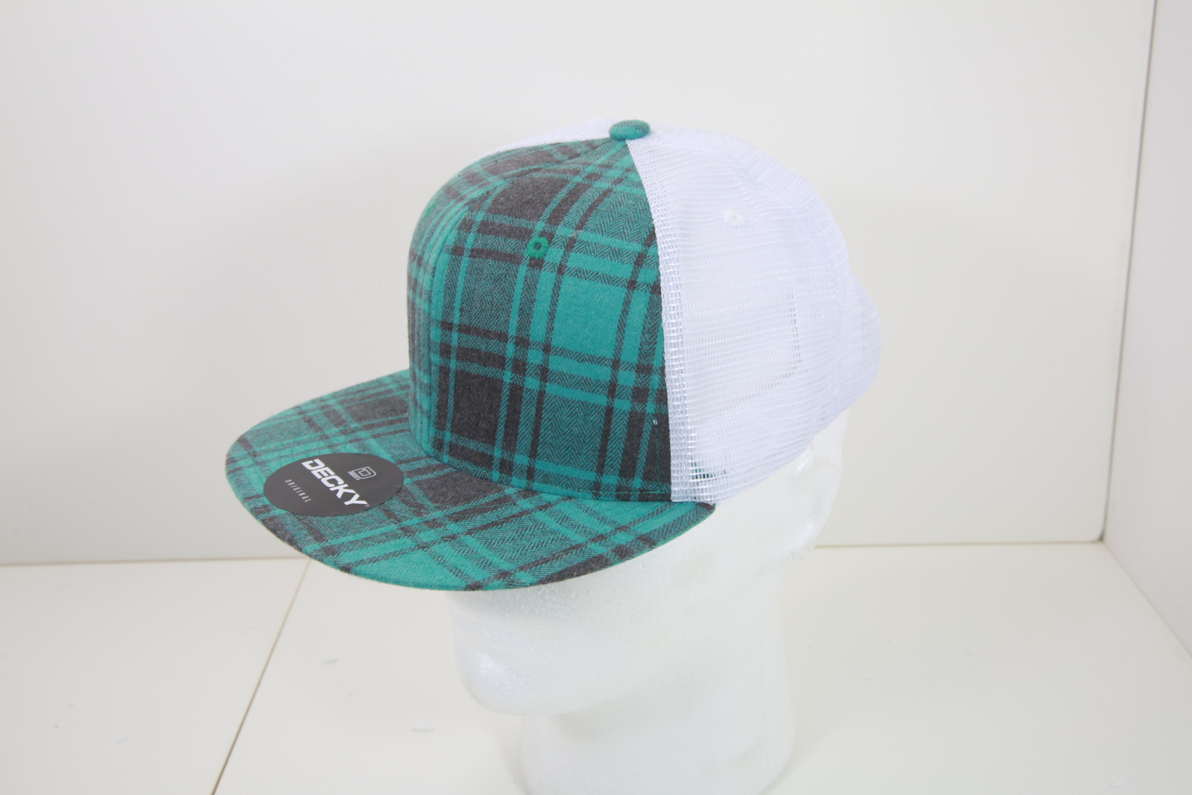 6 Panel High Profile Structured Plaid Trucker