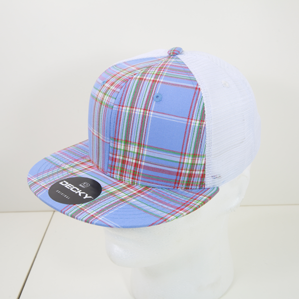 6 Panel High Profile Structured Plaid Trucker