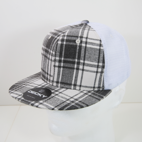 6 Panel High Profile Structured Plaid Trucker
