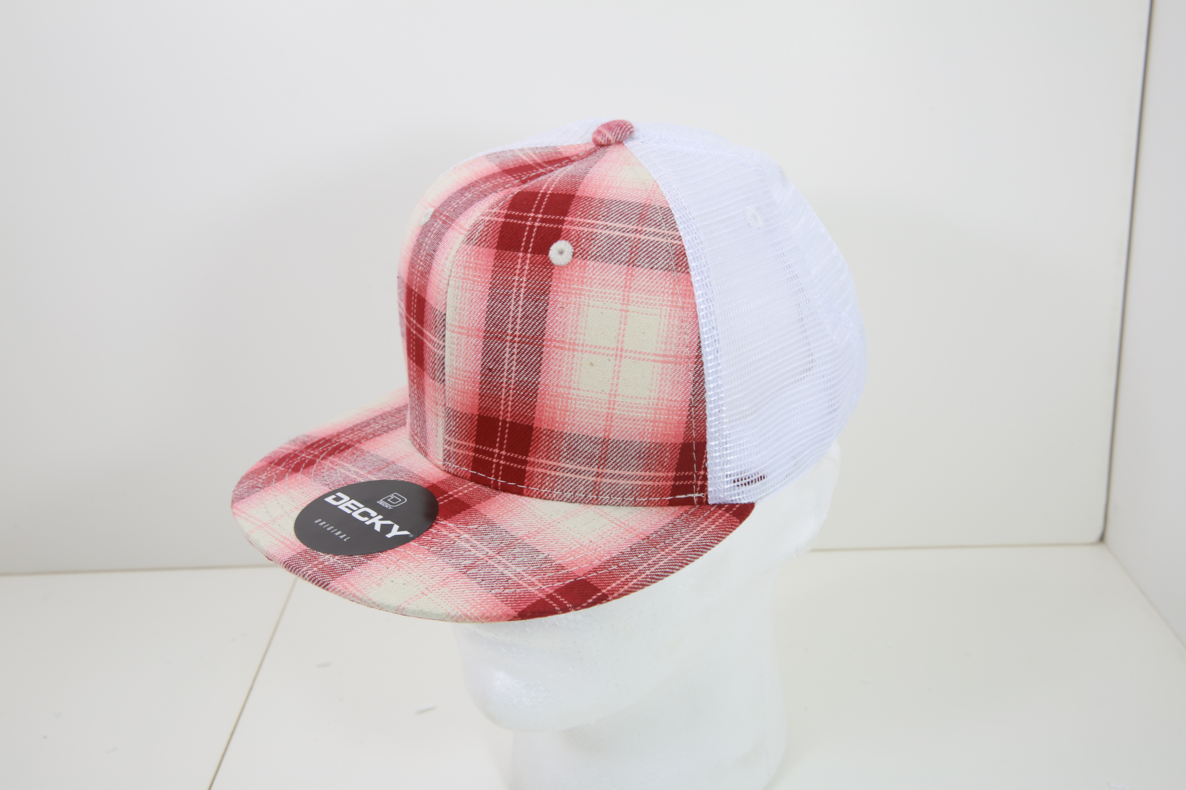 6 Panel High Profile Structured Plaid Trucker