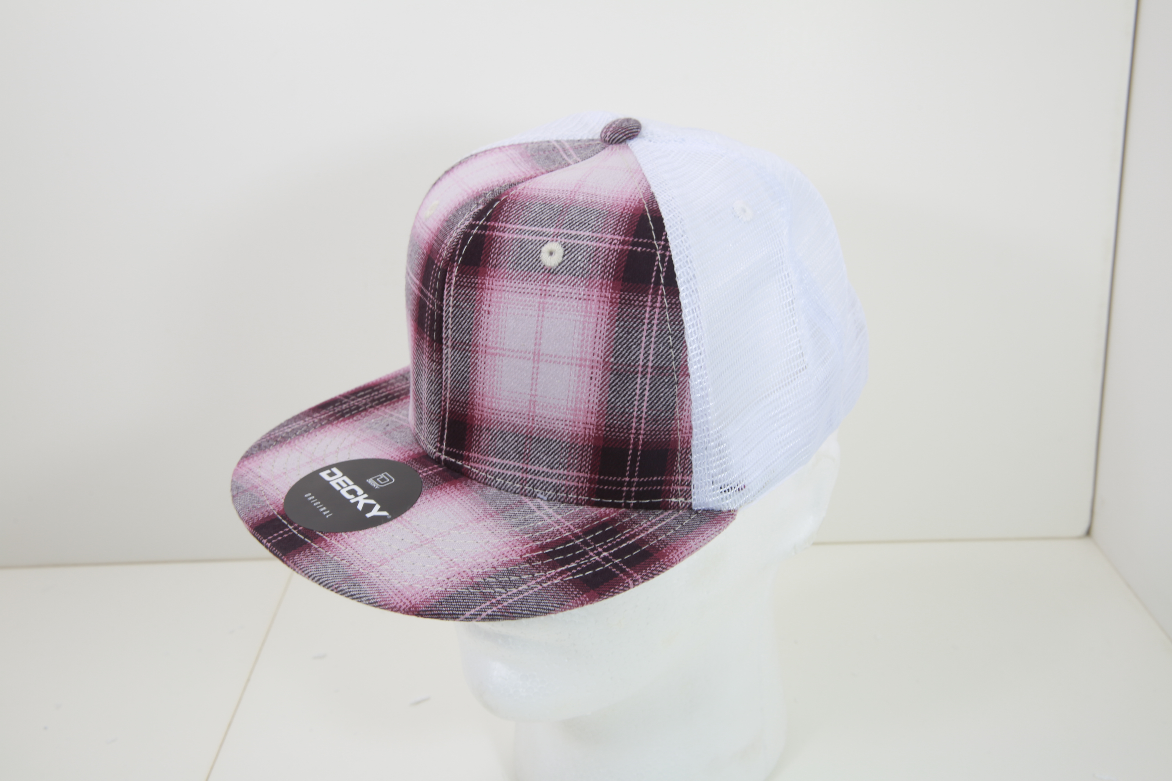 6 Panel High Profile Structured Plaid Trucker