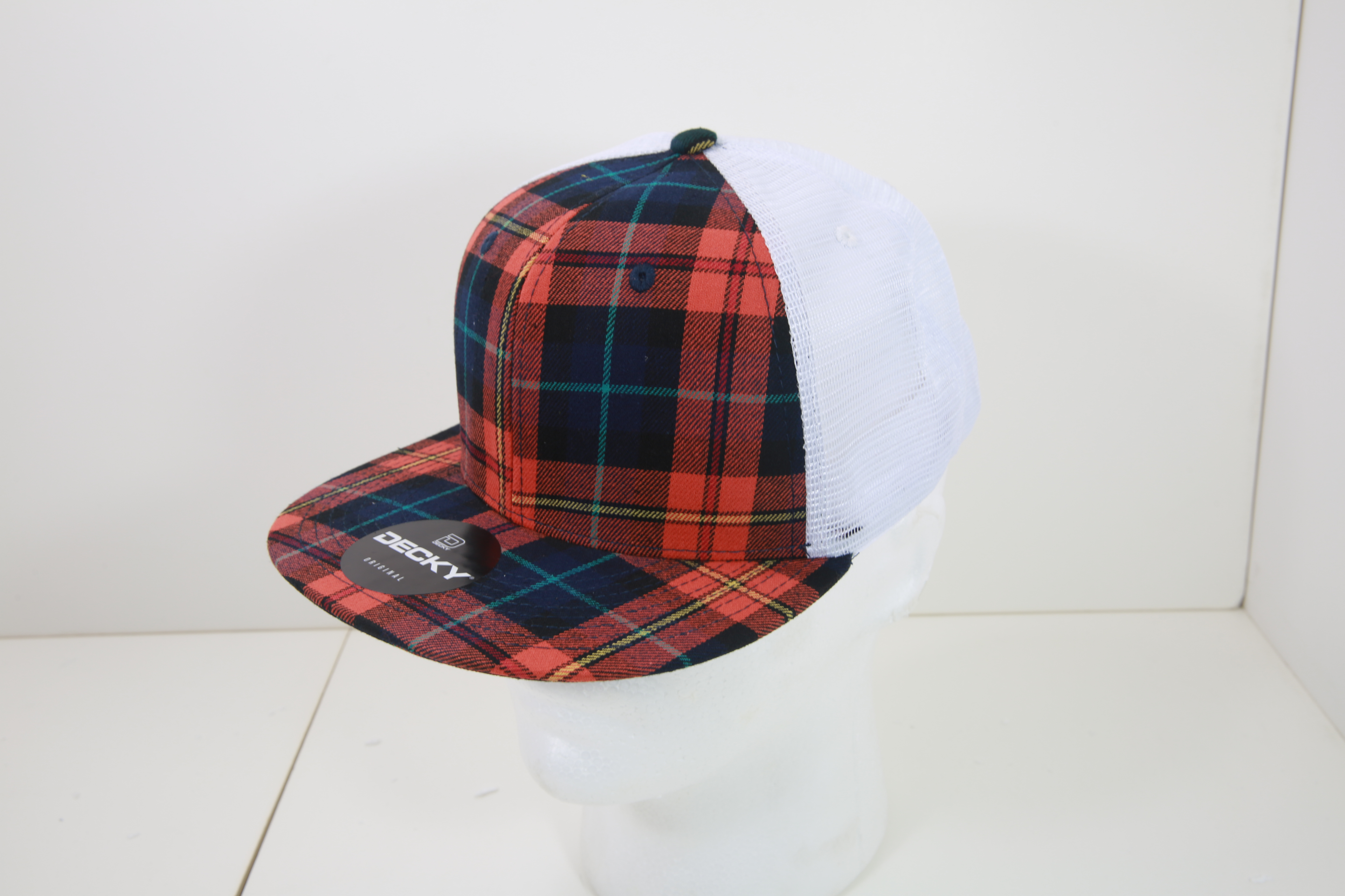6 Panel High Profile Structured Plaid Trucker