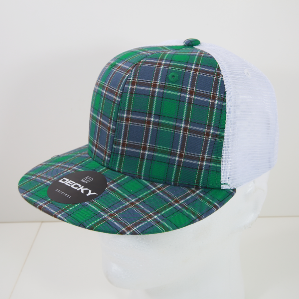 6 Panel High Profile Structured Plaid Trucker