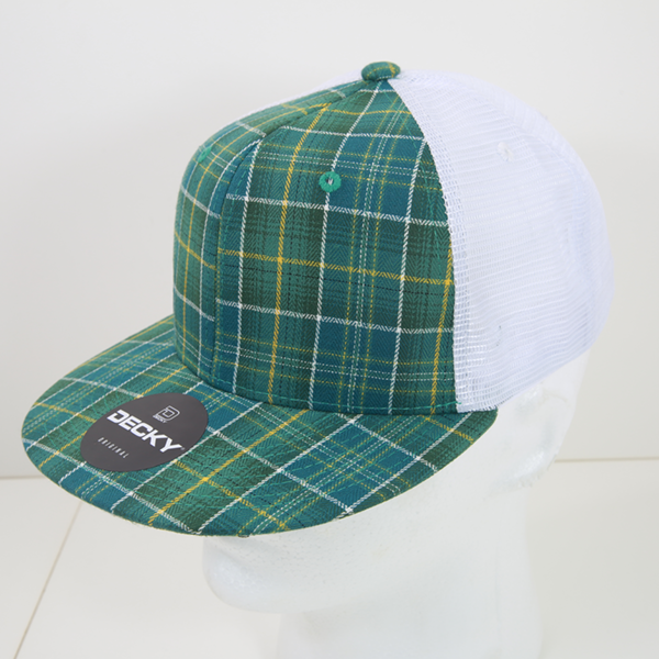 6 Panel High Profile Structured Plaid Trucker