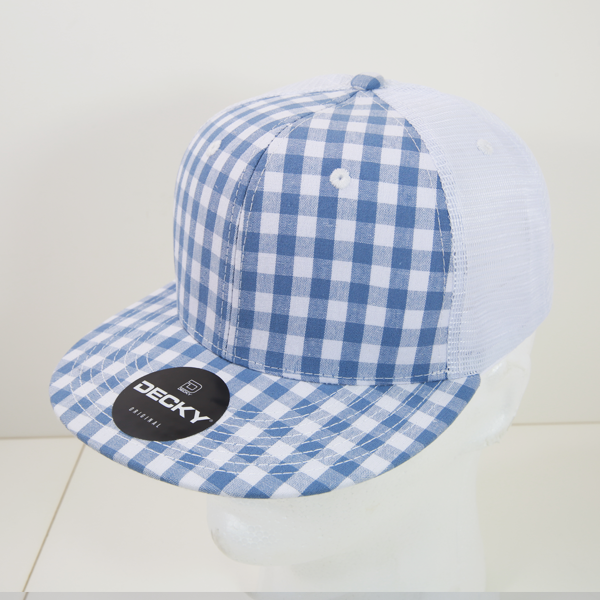 6 Panel High Profile Structured Plaid Trucker
