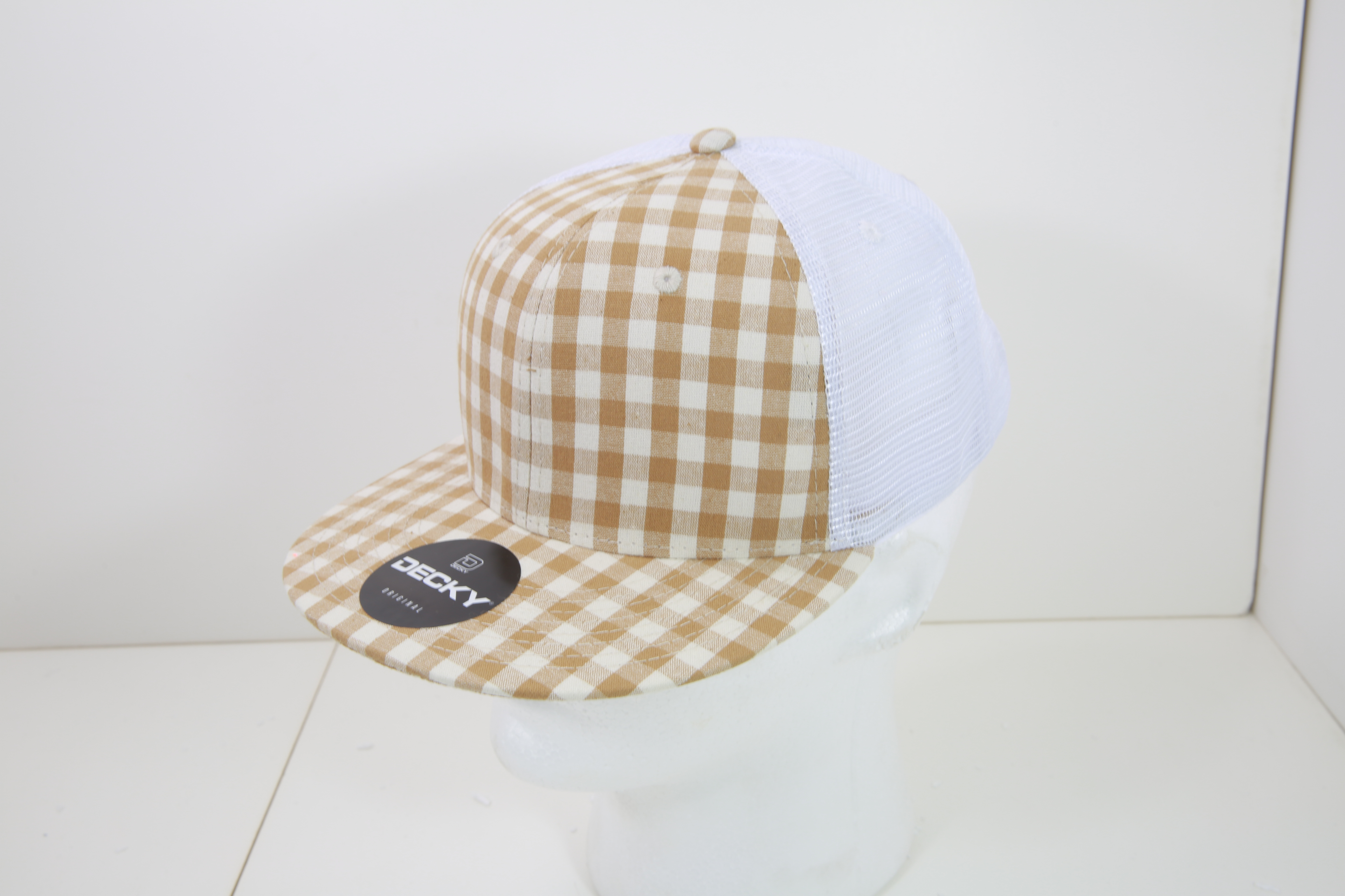 6 Panel High Profile Structured Plaid Trucker