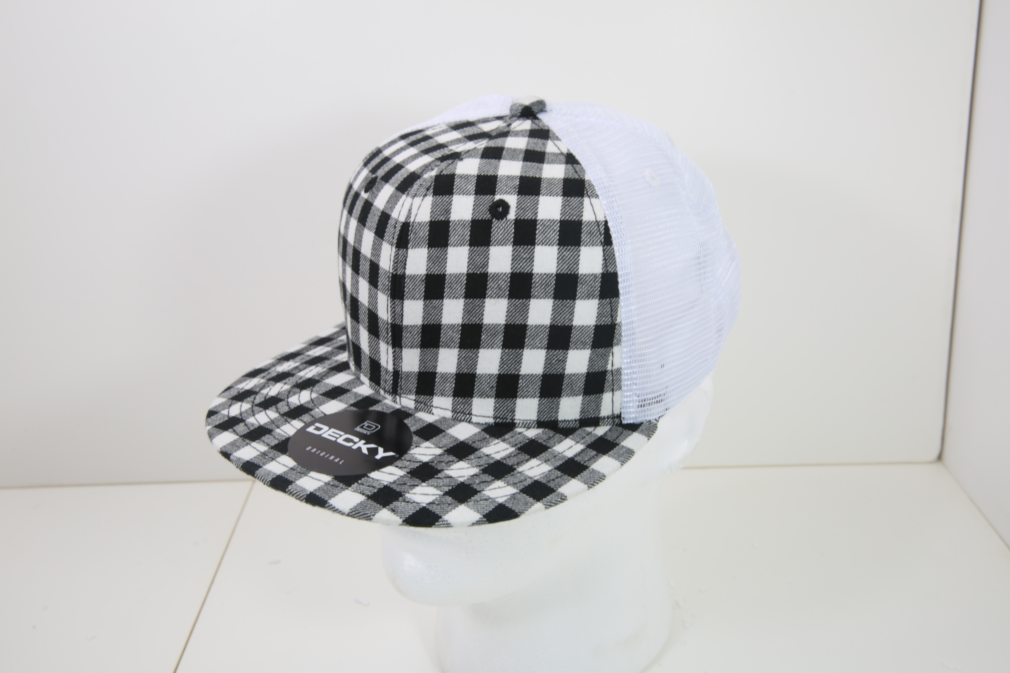 6 Panel High Profile Structured Plaid Trucker