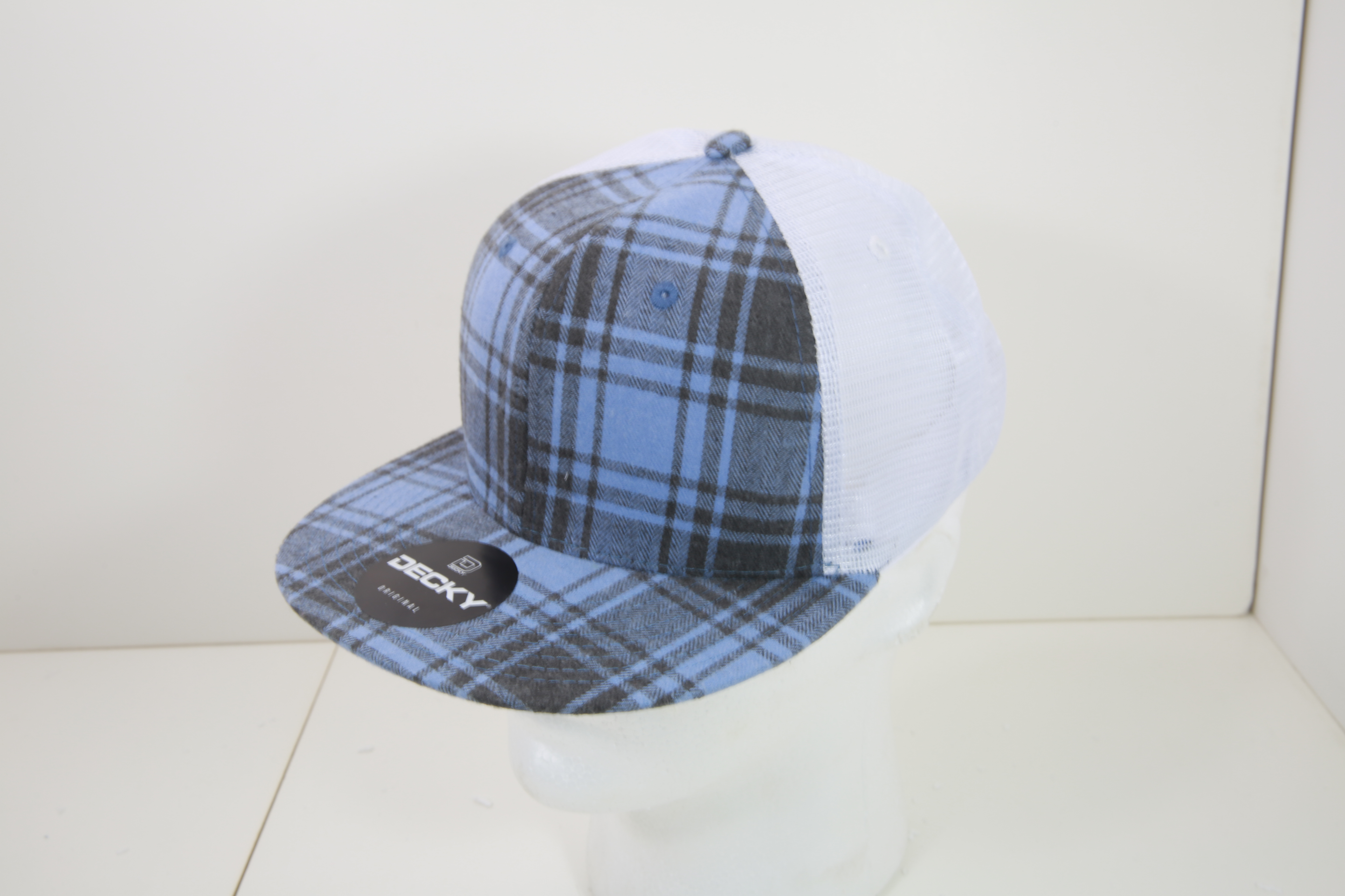 6 Panel High Profile Structured Plaid Trucker