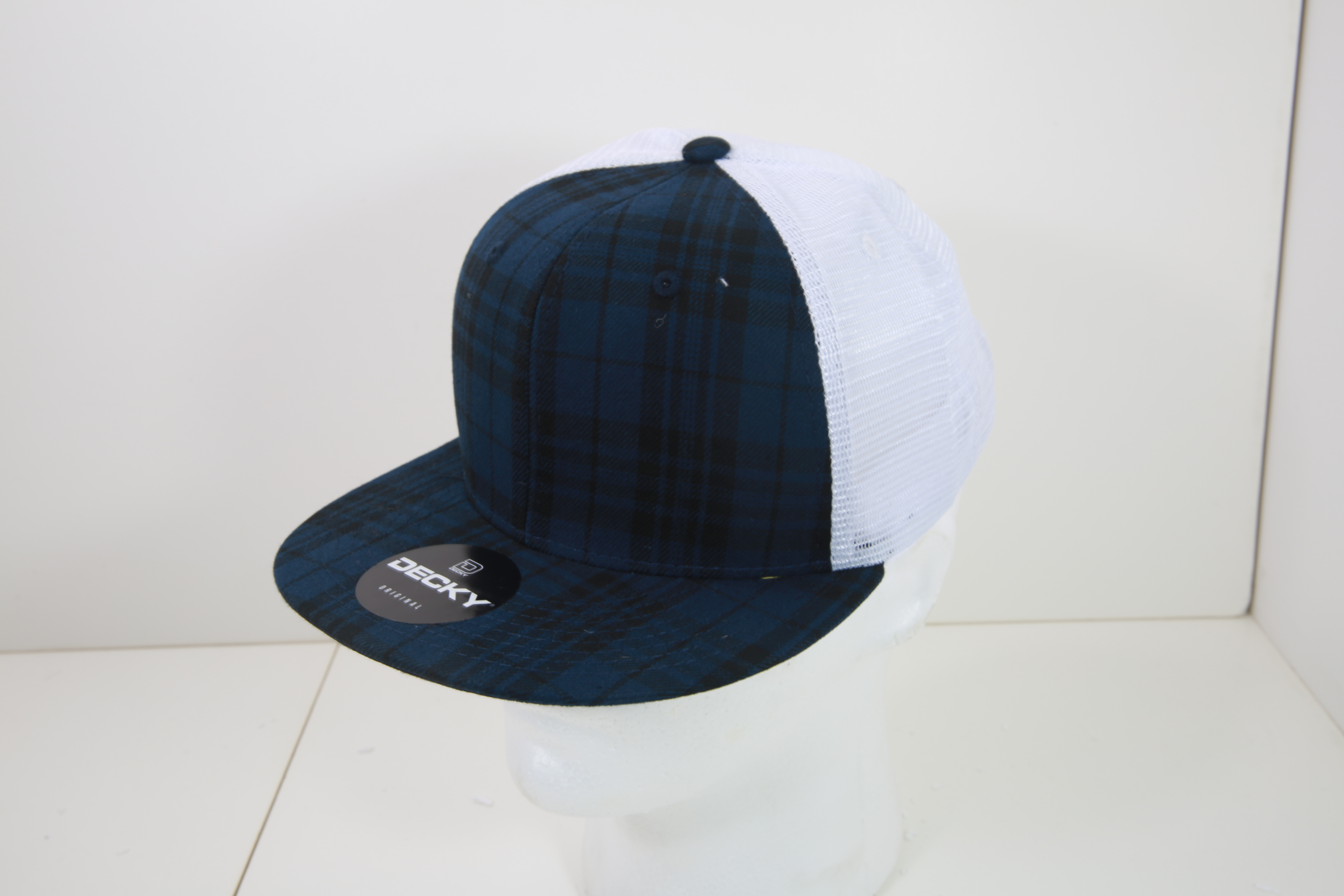 6 Panel High Profile Structured Plaid Trucker