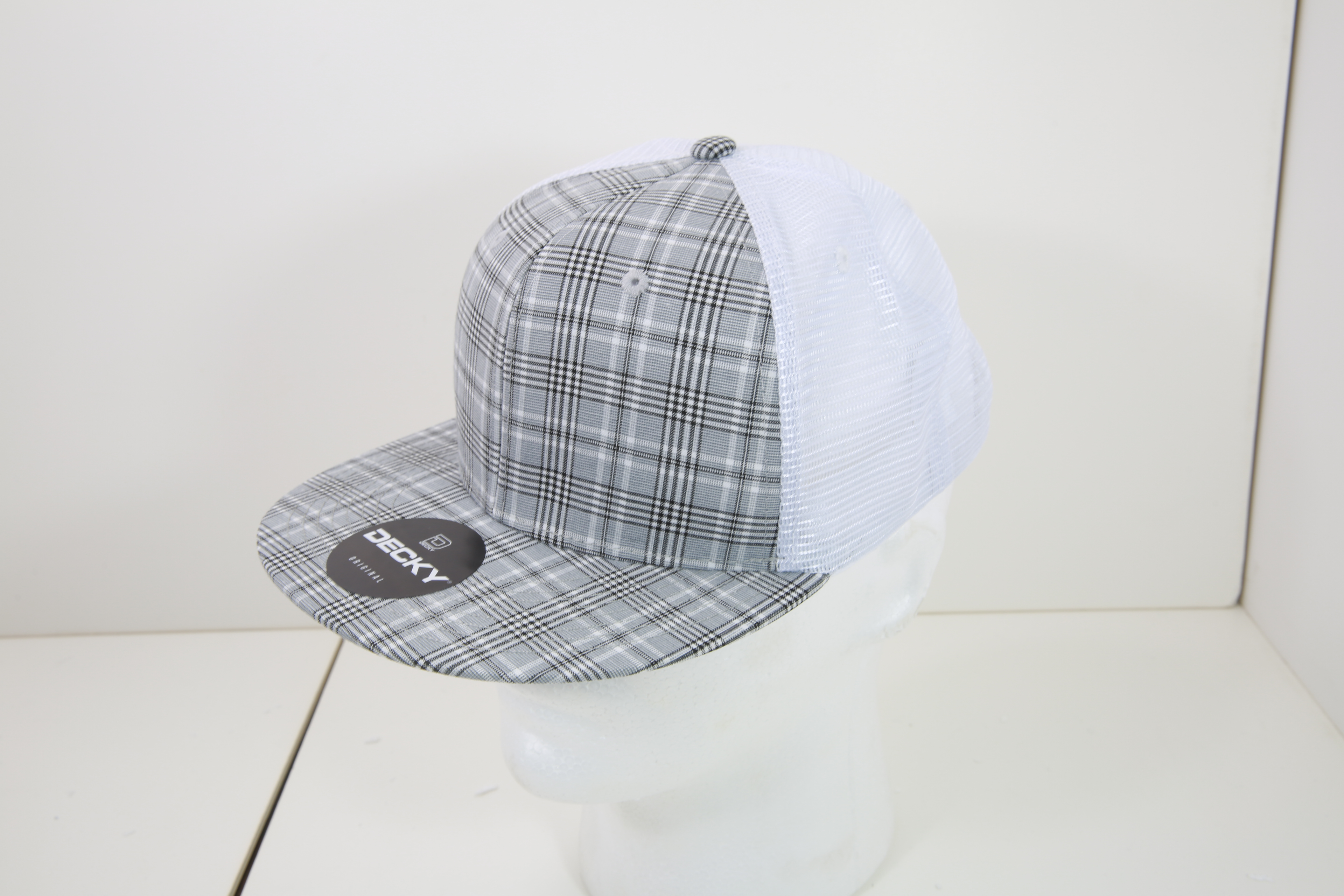 6 Panel High Profile Structured Plaid Trucker