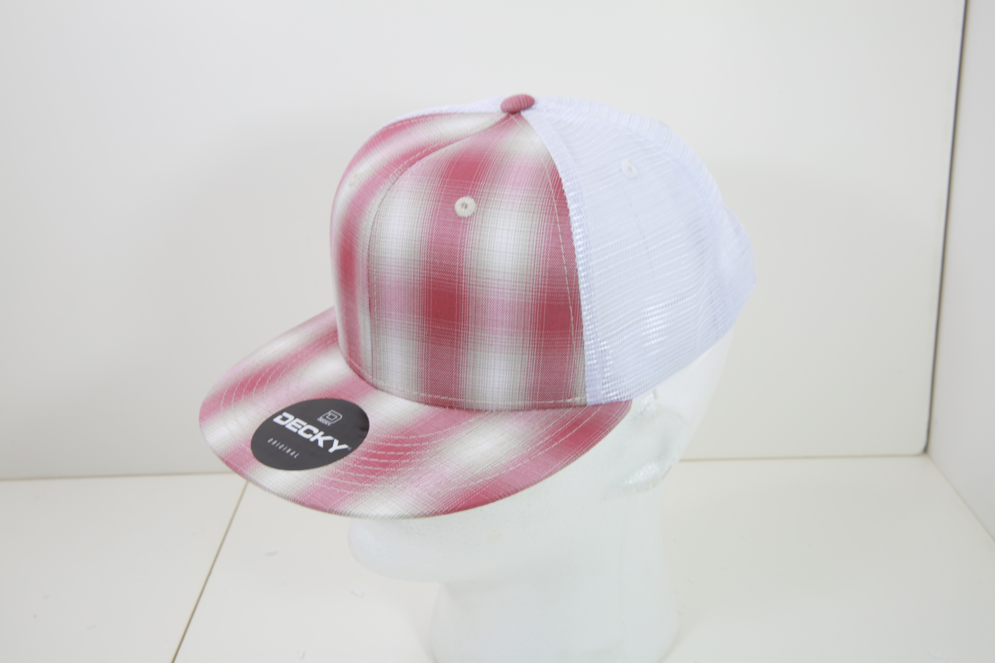6 Panel High Profile Structured Plaid Trucker