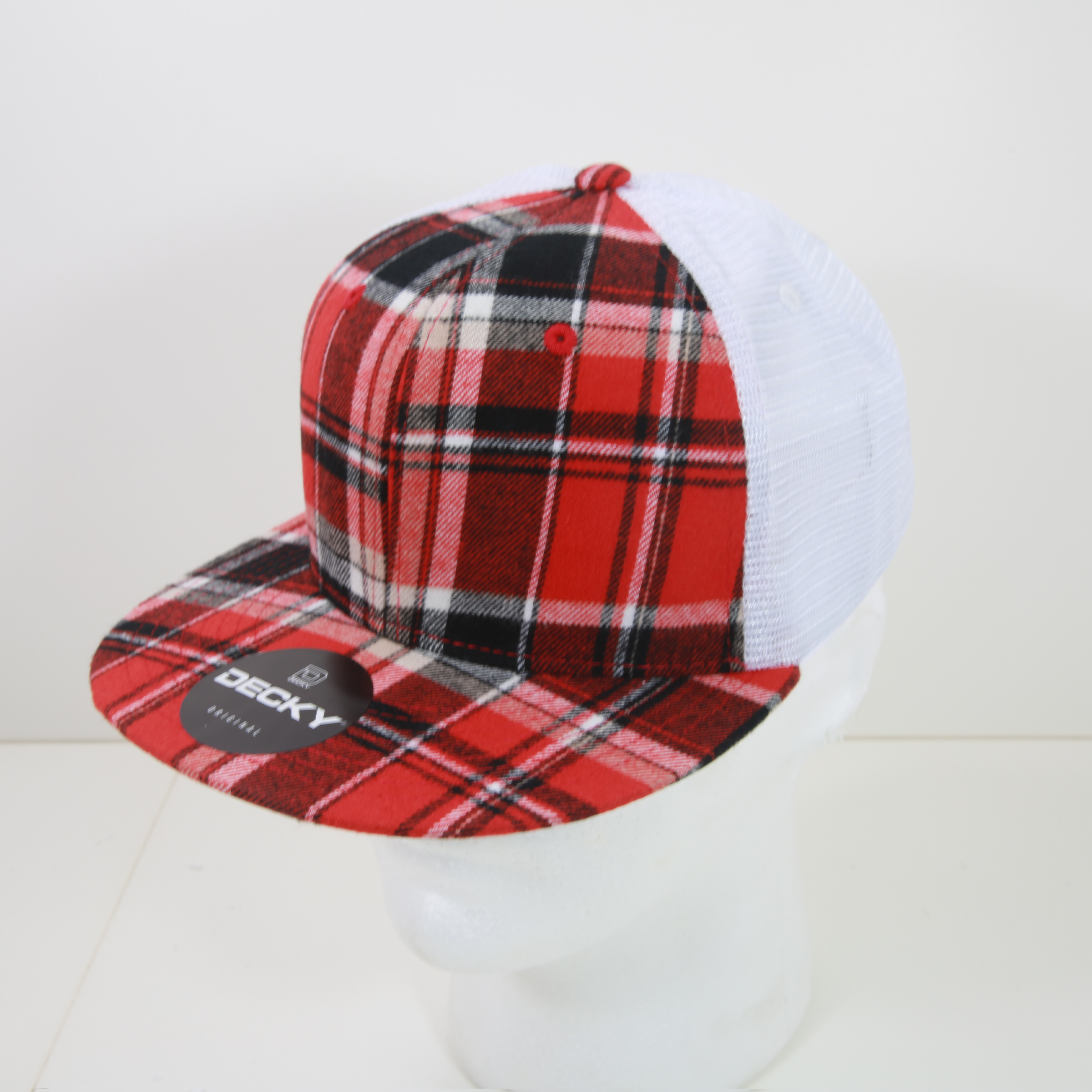 6 Panel High Profile Structured Plaid Trucker