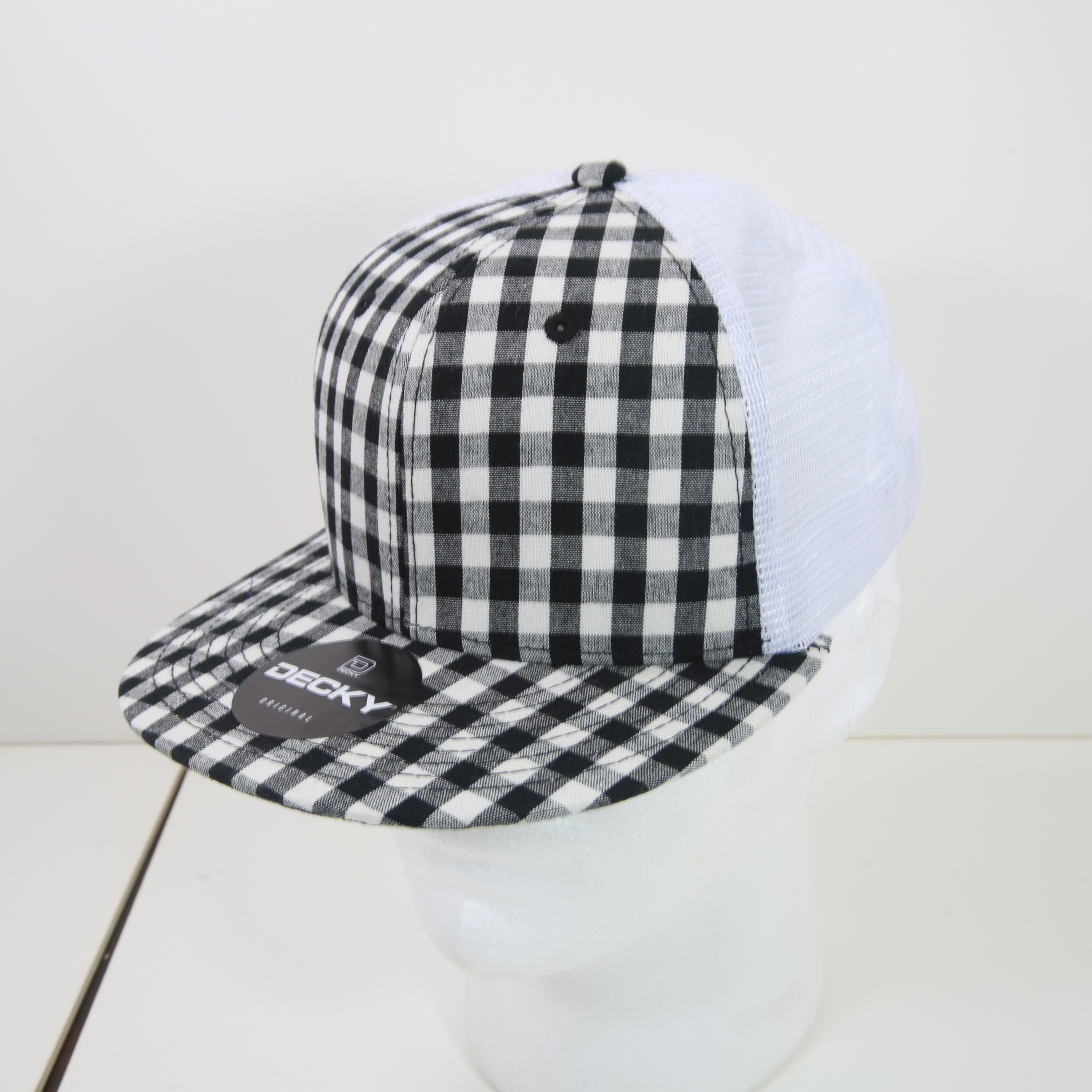 6 Panel High Profile Structured Plaid Trucker