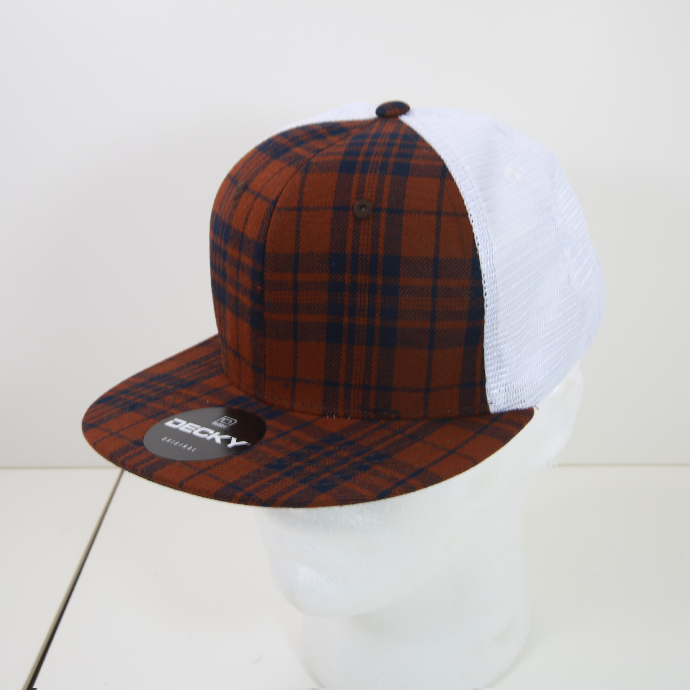 6 Panel High Profile Structured Plaid Trucker