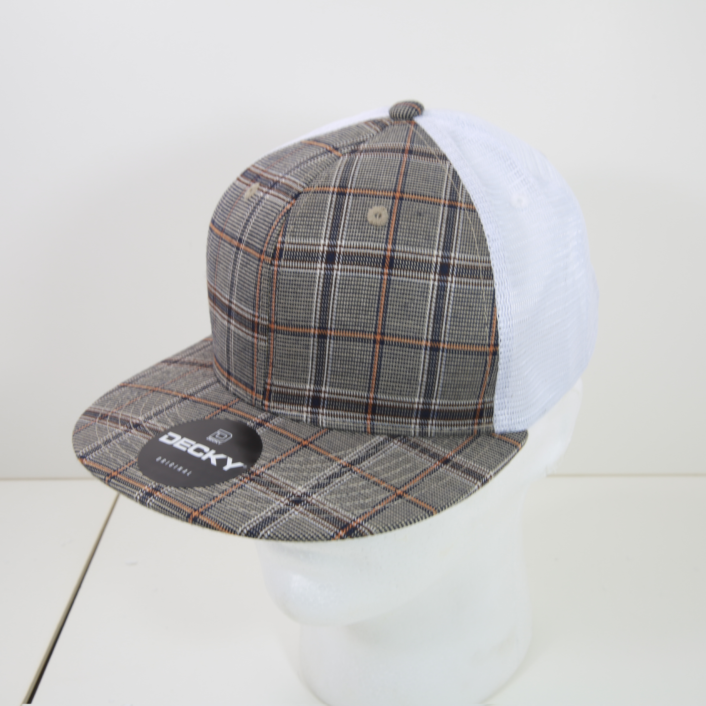 6 Panel High Profile Structured Plaid Trucker