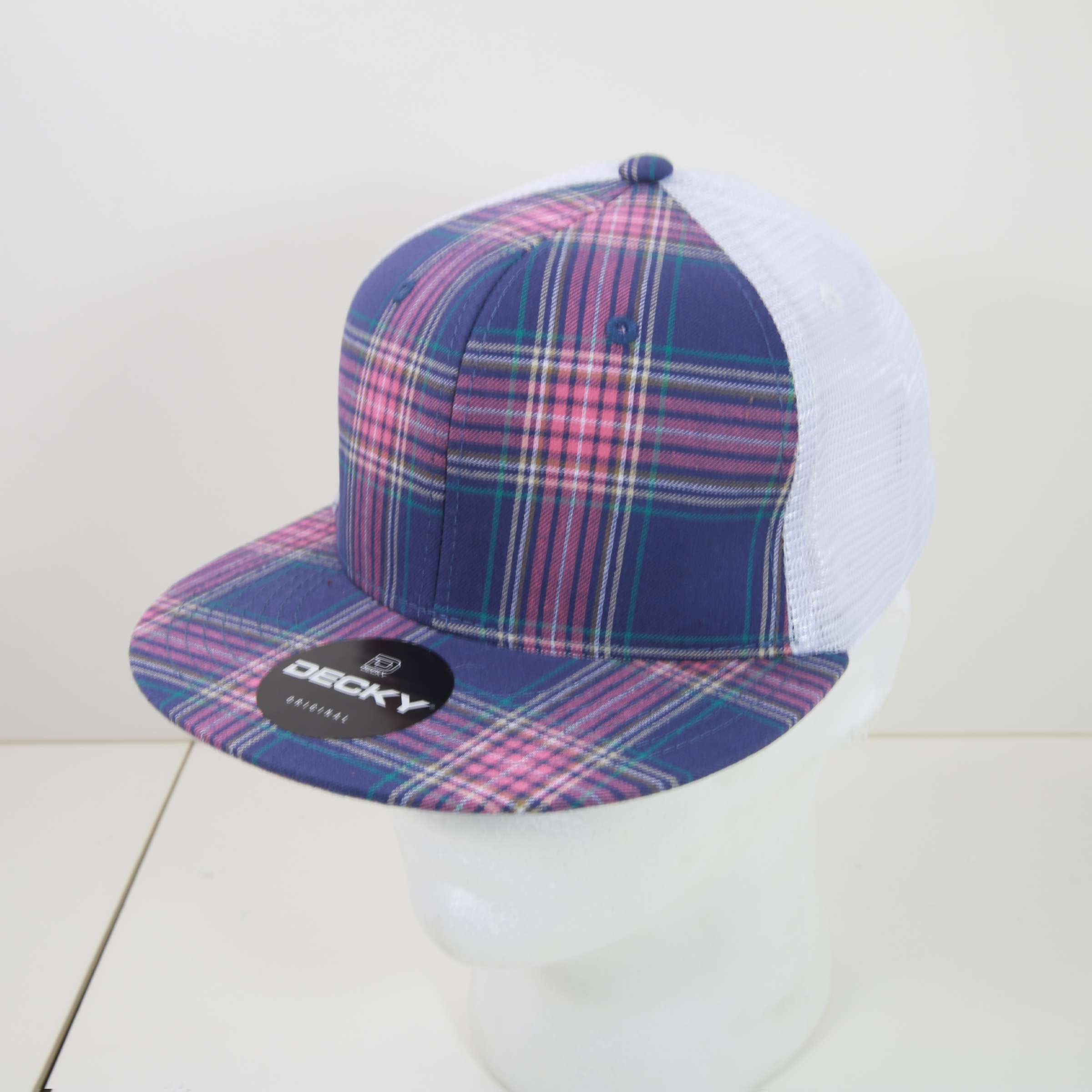 6 Panel High Profile Structured Plaid Trucker