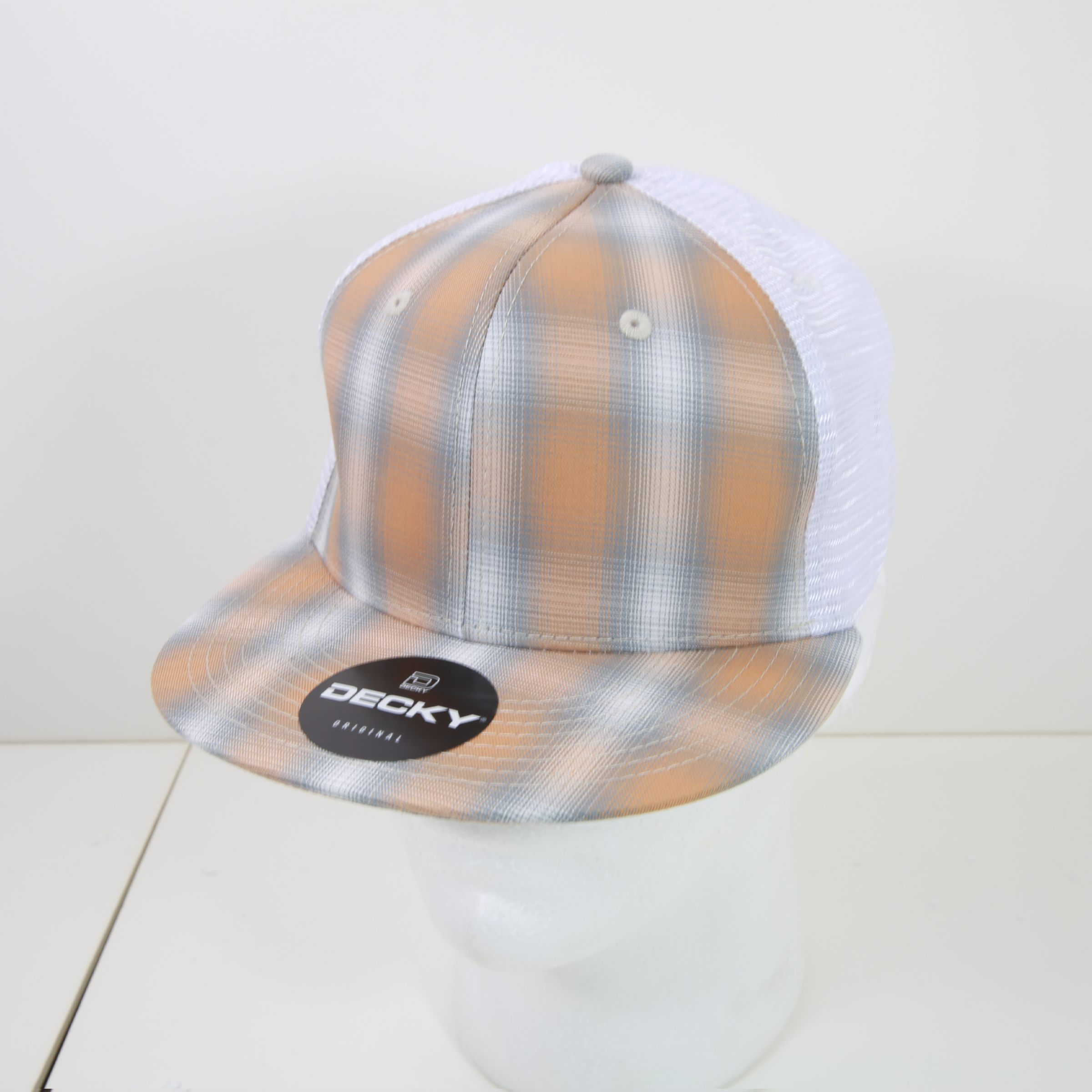 6 Panel High Profile Structured Plaid Trucker