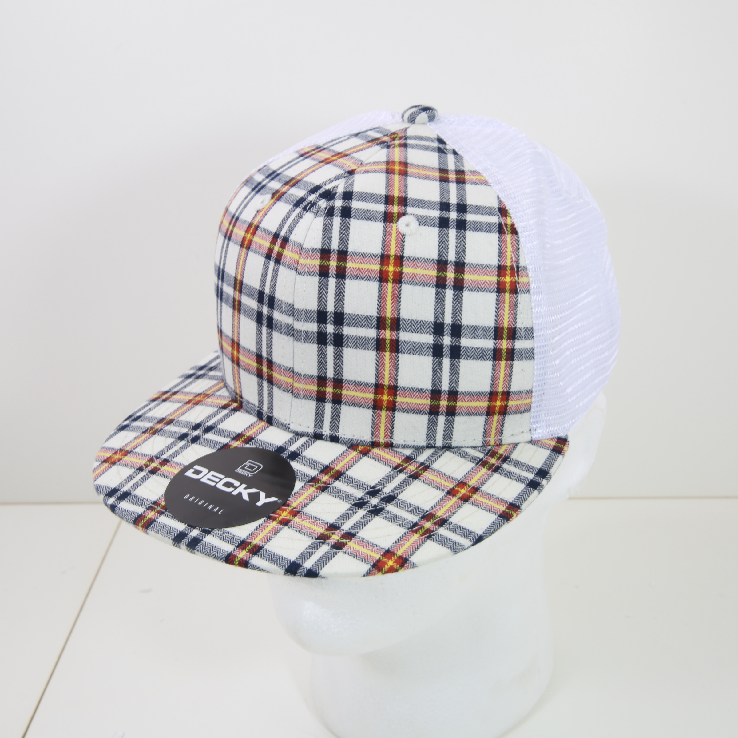 6 Panel High Profile Structured Plaid Trucker