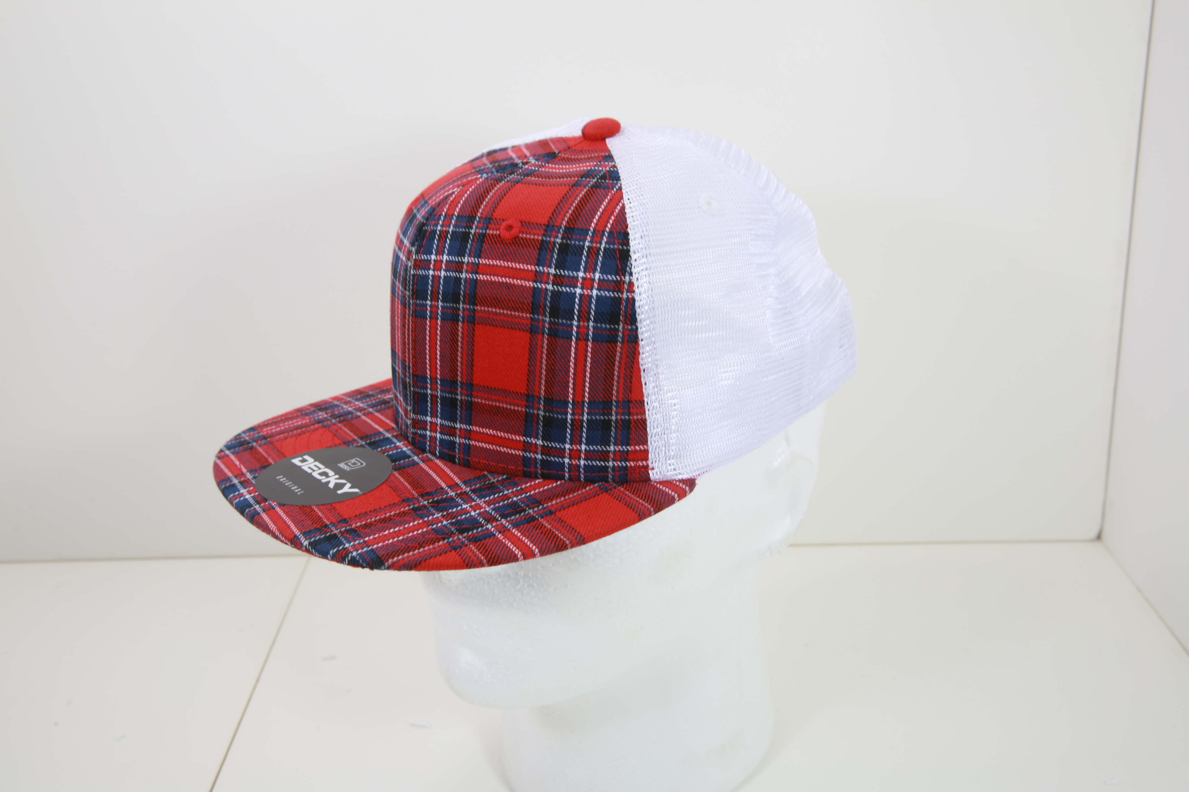 6 Panel High Profile Structured Plaid Trucker