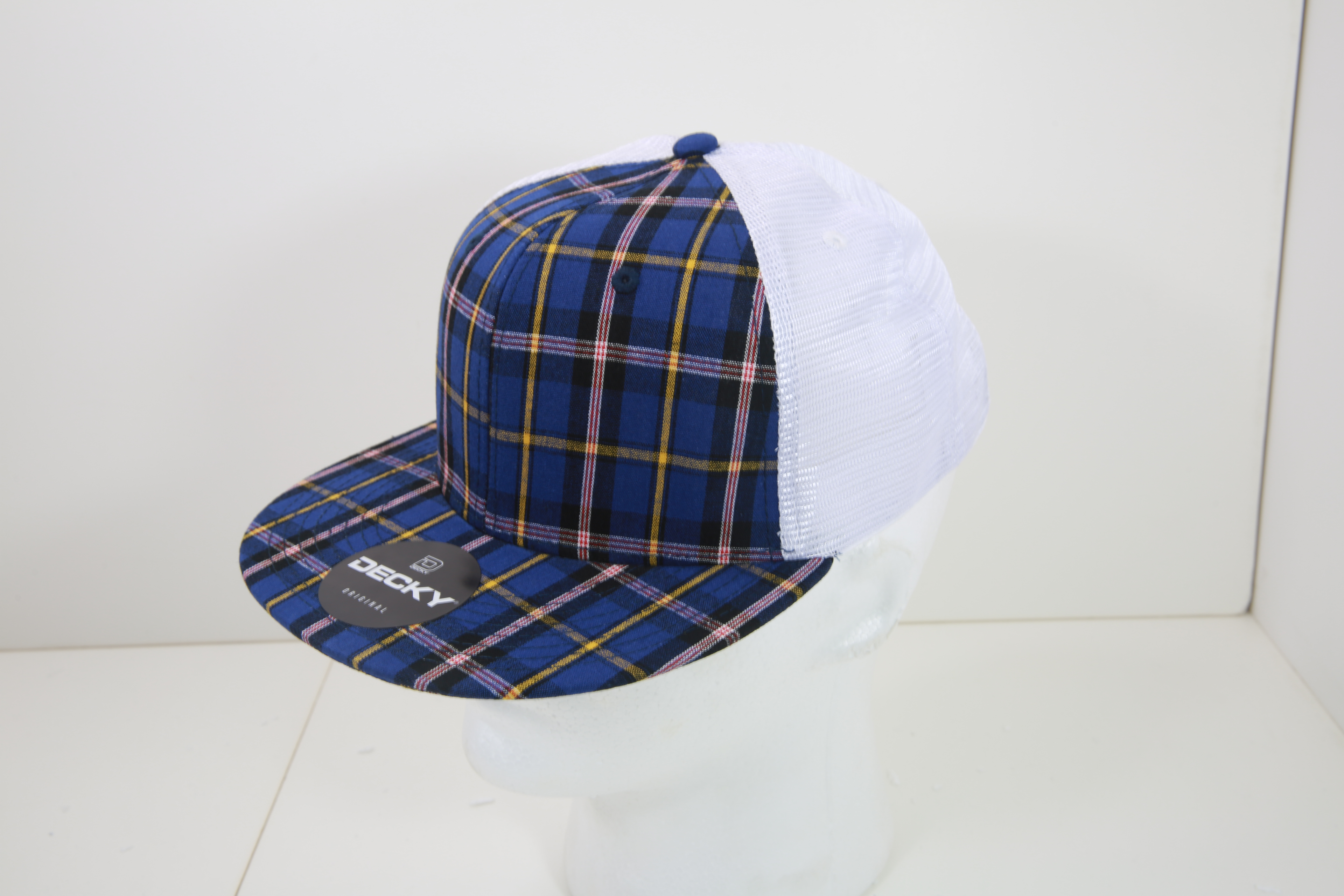 6 Panel High Profile Structured Plaid Trucker