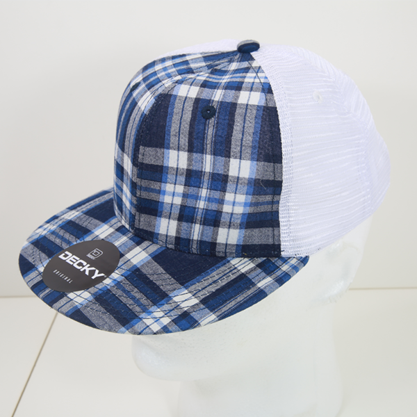 6 Panel High Profile Structured Plaid Trucker