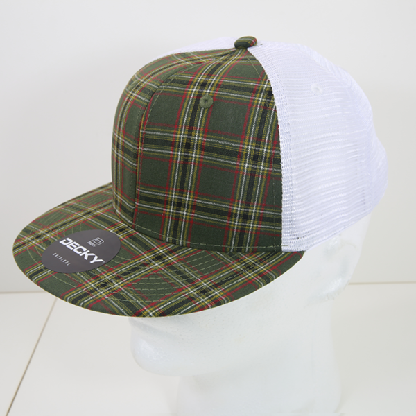 6 Panel High Profile Structured Plaid Trucker